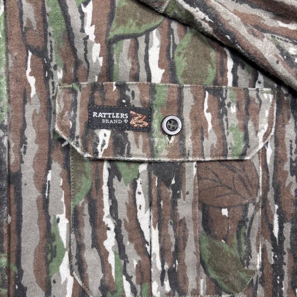 VTG 90s Rattlers Brand Realtree Camo Shirt Mens XL Heavy Hunt Treebark Made USA - Picture 5 of 13